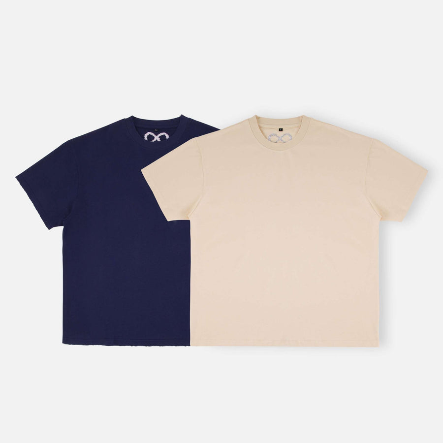 Infinite Soul t-shirt two pack in Vintage Cream and Navy by Opinion