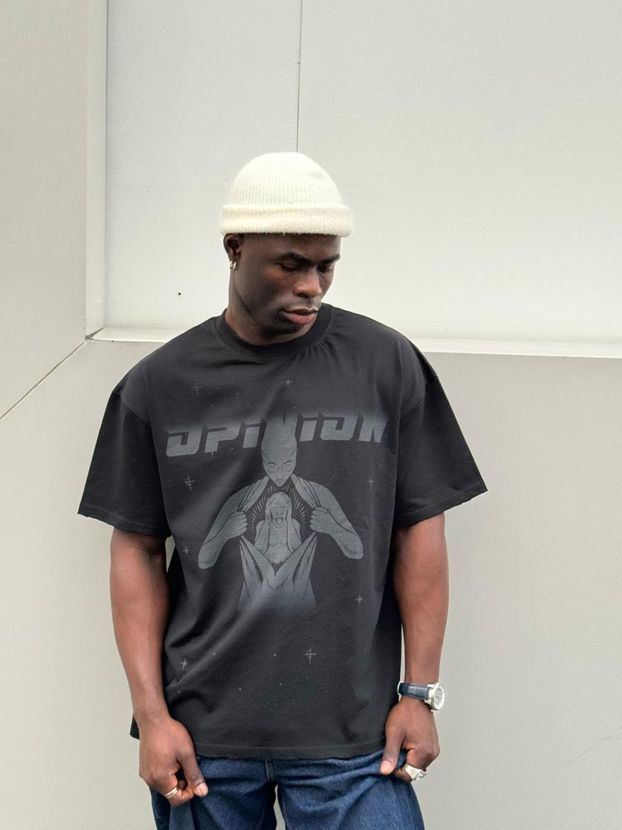Model wearing the black You Vs. You tee